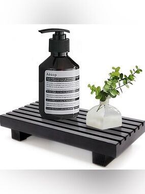 Renawe Small Black Bathroom Decor Tray for Counter